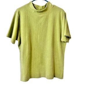 Crossroads Womens Pullover Top Green Boho Bohemian Short Sleeve Size XL